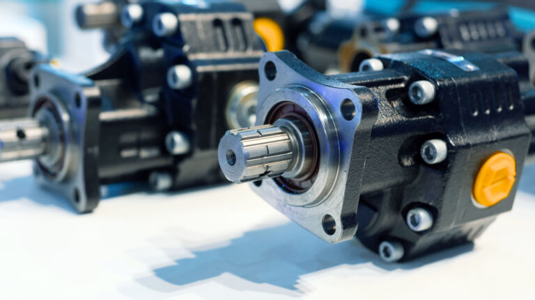 Mechanical gearbox, cross section. Helical gear Close-up